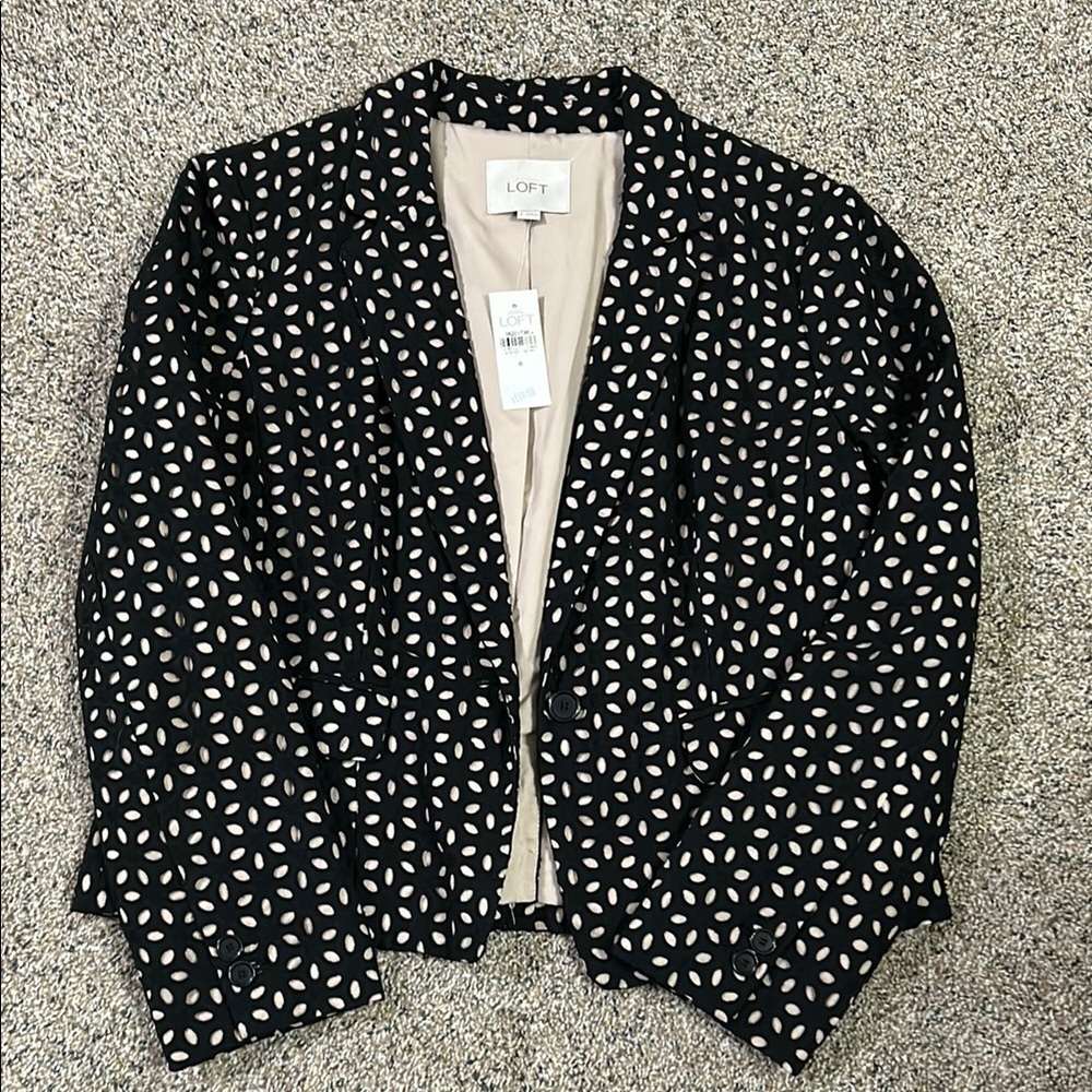 NWT LOFT Black and Cream Patterned Women's Blazer